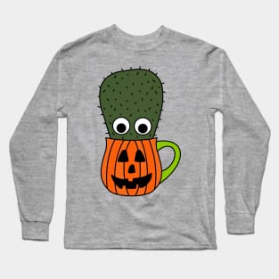 Cute Cactus Design #248: Small Cactus In Jack O Lantern Mug Long Sleeve T-Shirt